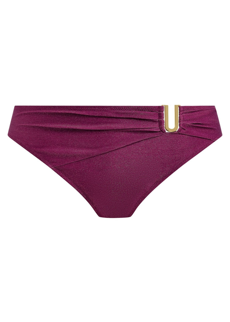 Model in Paros Coast Mid Rise Bikini Broekje Berry Shimmer packshot