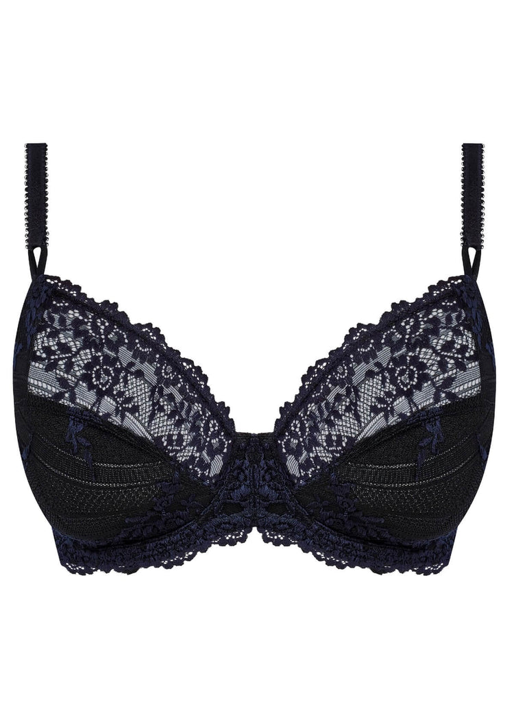 Packshot in Embrace Lace Stretch BH Black/Night Sky voorzijde