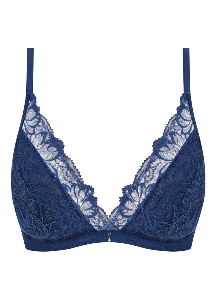 Packshot Abellia Beugelloze Bralette Navy Peony voorzijde