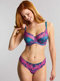 Model in Clara String Teal/Magenta voorzijde