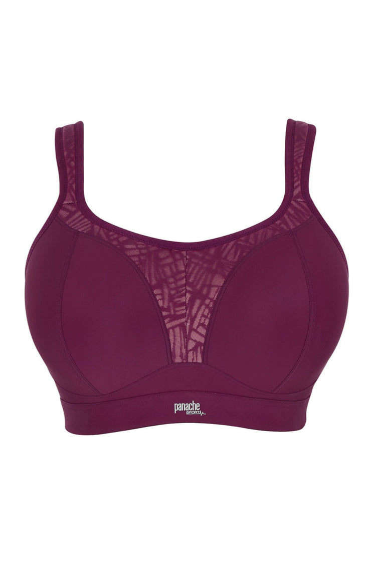 Model in Boundless Beugelloze Sport BH Berry/Chalk packshot