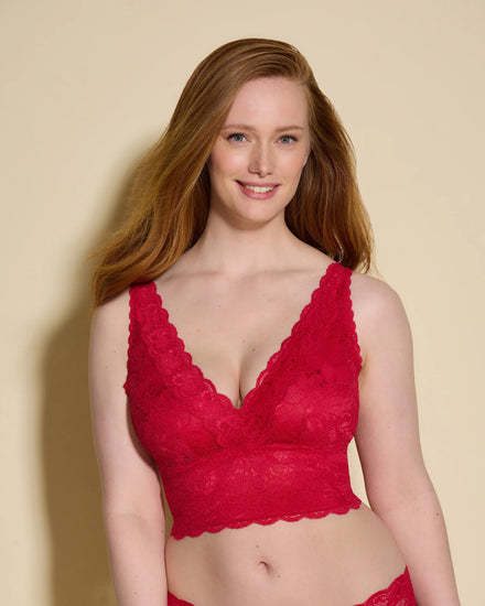 Model invNever Say Never Curvy Plungie Longline Bralette Mystic Red voorzijde