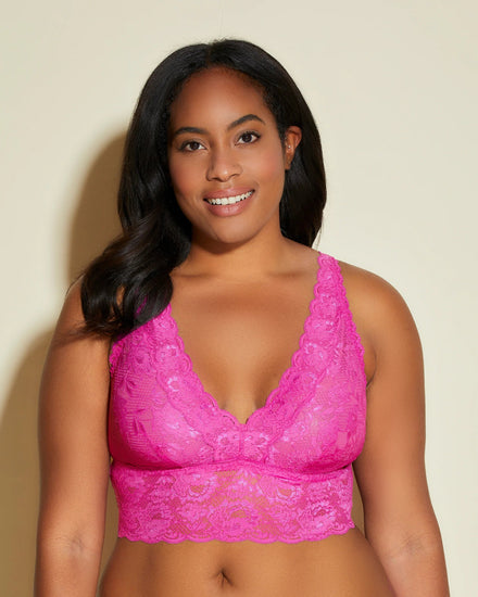  Model inNever Say Never Curvy Plungie Longline Bralette Cape Fuchsia