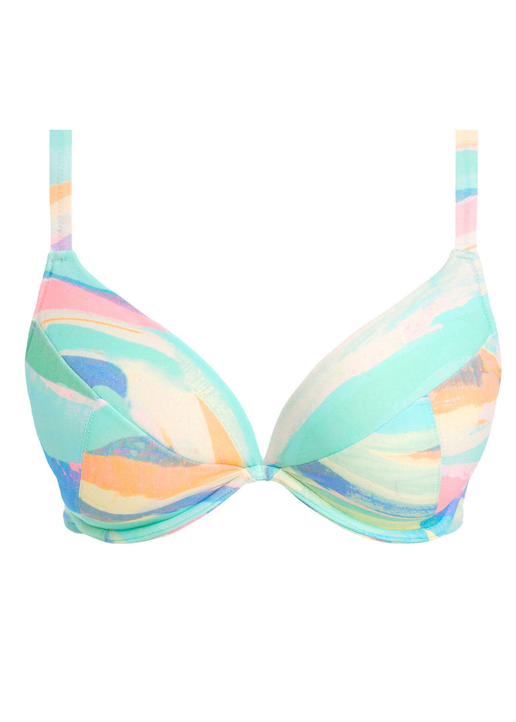 Freya Summer Reef Voorgevormde Plunge Bikini Top Aqua - SuperBra