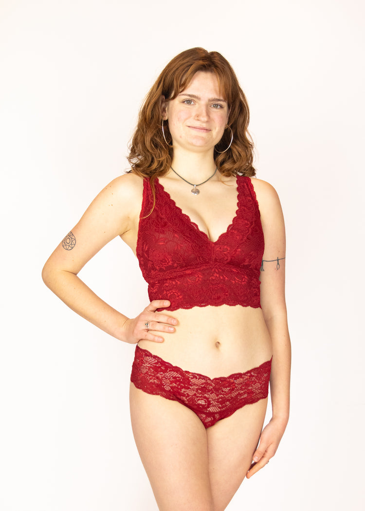 Never Say Never Curvy Plungie Longline Bralette Sindoor Red - SuperBra