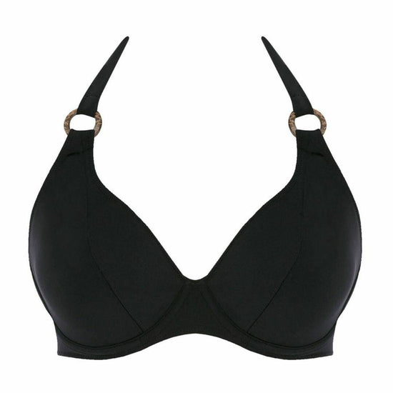 Packshot Coco Wave Halter Bikini Top Zwart Voorzijde