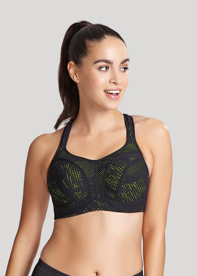 Model in Panache Sport BH Black/Lime voorzijde
