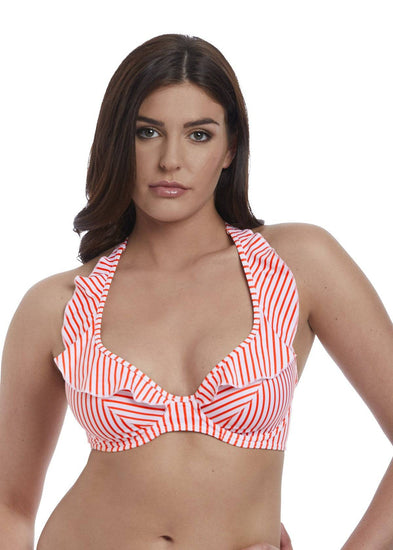 Model in Freya Totally Stripe Bikini Top Rood