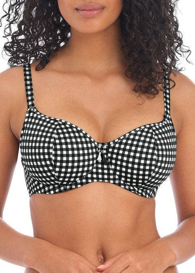 Model inCheck In Sweetheart Bikini Top Monochroom Voorzijde