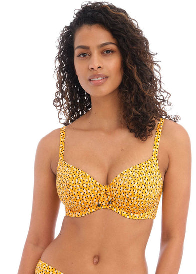 Model In Freya Cala Palma Plunge Bikini Top Stip Voorzijde