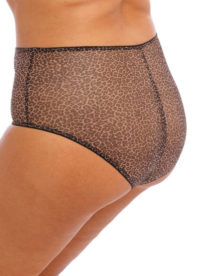 Model in Matilda High Waisted Broekje Leopard Achterzijde