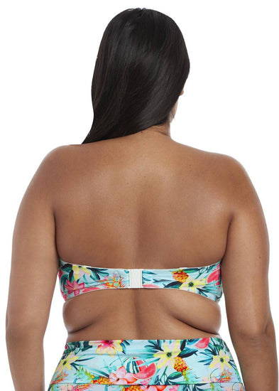 Rug van model in Elomi Aloha Aqua Bandeau Bikini Top Licht Blauw