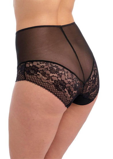 Model In Fantasie Ann-Marie High Waisted Broekje Zwart Achterzijde