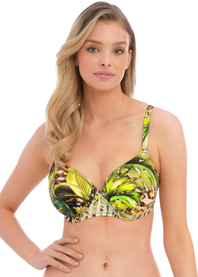 Model In Fantasie kabini Oasis Full Cup Bikini Top Multi Voorzijde