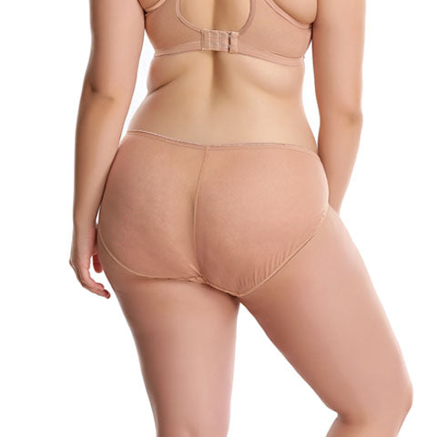 Model in Elomi Matilda Café au Lait setje achterzijde