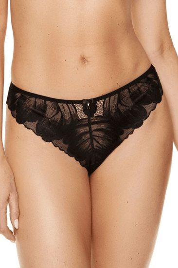 Model in Gorteks Moon String Zwart voorzijde