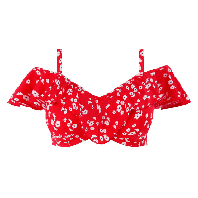 Elomi Plain Sailing Bikini Top Red Floral Vooraanzicht