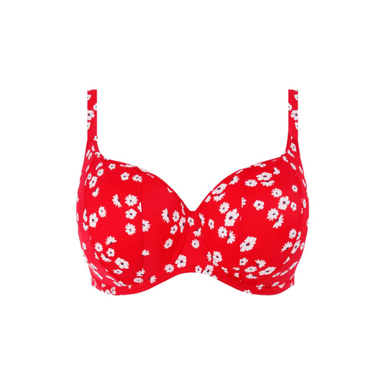 Elomi Plain Sailing Sweetheart Bikini Top Red Floral Vooraanzicht