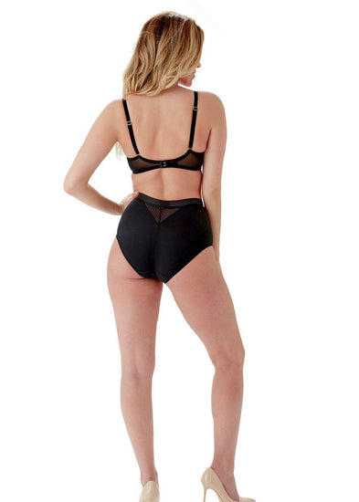Model In Gossard Sheer Stripe Set Zwart Achterzijde