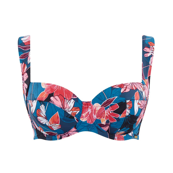 Panache Anya Riva Bloemenprint Full Cup Bikini Top Blauw Packshot Voorzijde