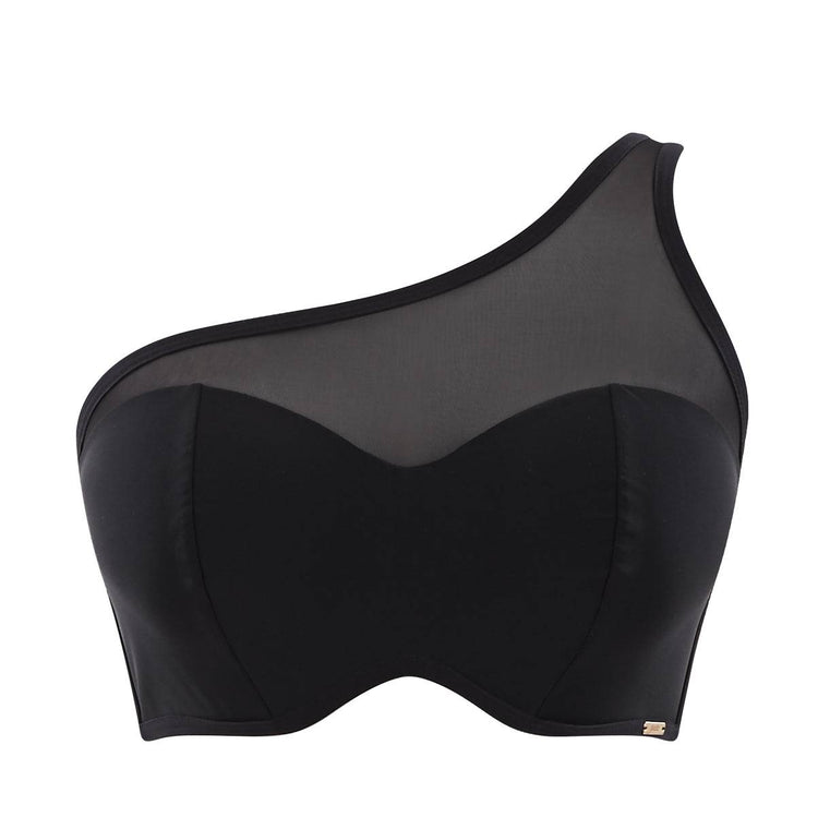 Packshot Panache Onyx One Shoulder Voorgevormde Bikini Top Zwart