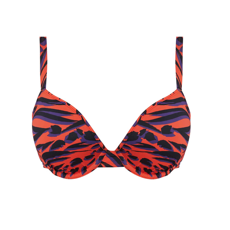 Freya Tiger Bay Voorgevormde Plunge Bikini Top Sunset Vooraanzicht