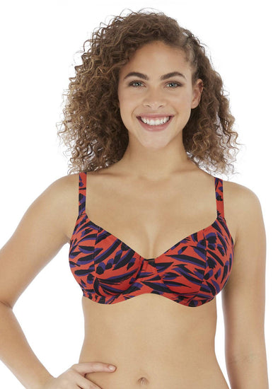 Model in Tiger Bay Sunset Plunge Bikini Top
