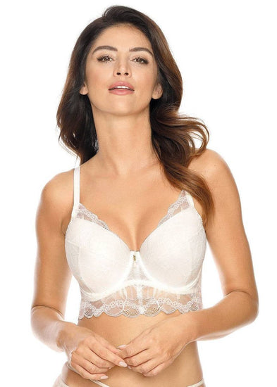 Model in Gorteks Charlize Padded Longline BH Wit