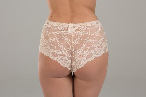 model in Ewa Michalak Signature High Waisted Broekje Pearl achteraanzicht