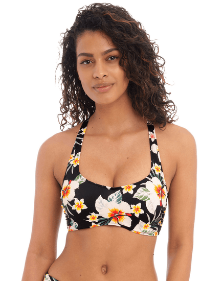 Model in Havana Sunrise Bralette Bikini Top Multi Voorzijde