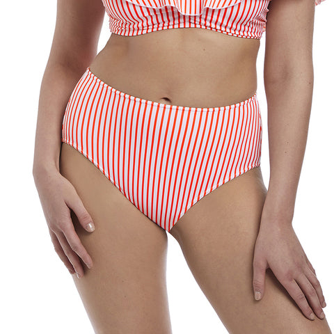 Model in Freya Totally Stripe High Waisted Bikini Broekje Rood